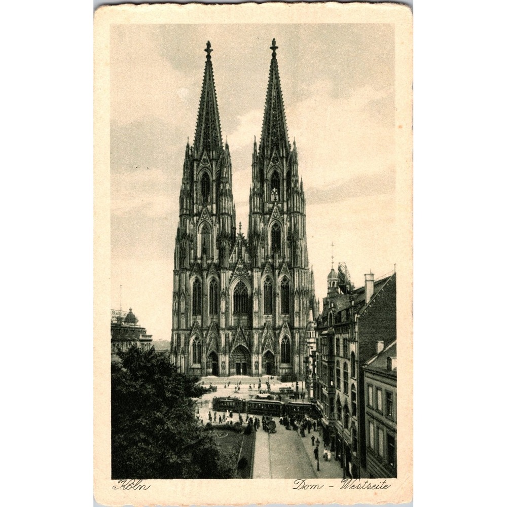Vintage Köln Dom Westseite Postcard‎ Featuring Cologne Cathedral Gothic Facade